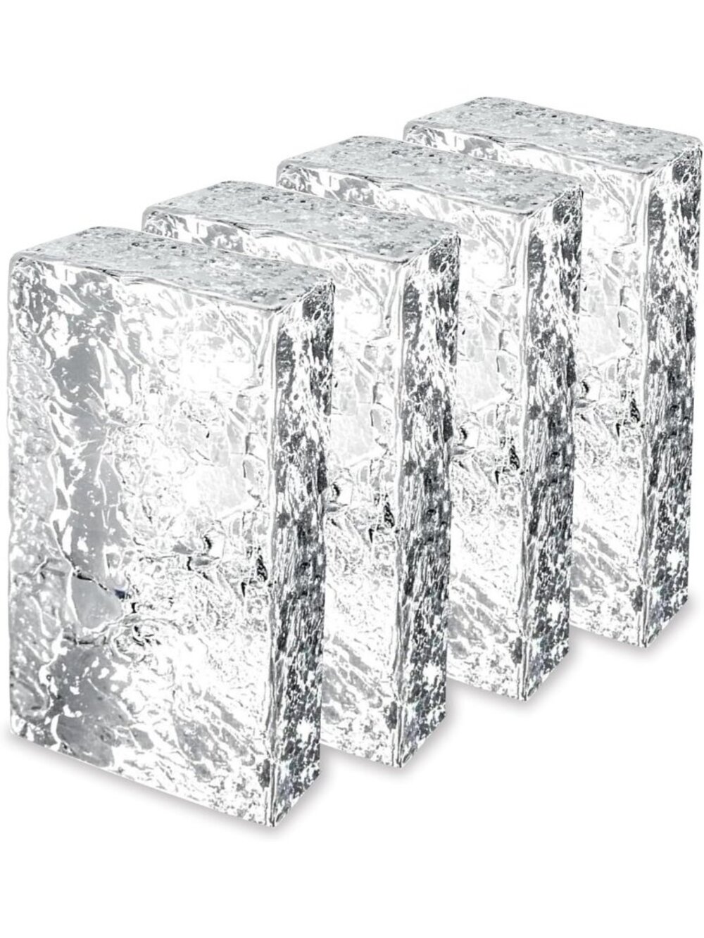4 Pack High Transparency Rectangular Glass Bricks for DIY Lighting & Decor